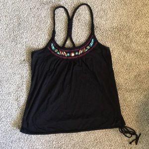 Black tank with colorful beading